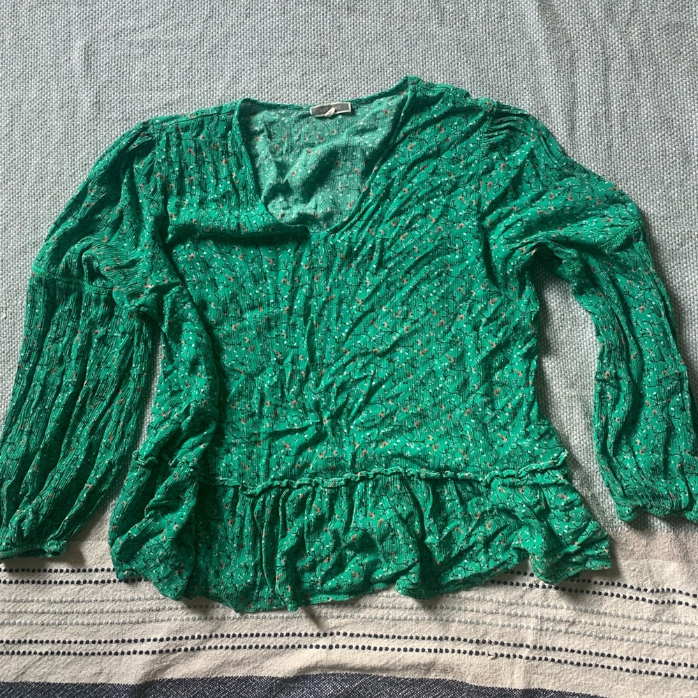 ☘️☘️☘️Spring green floral blouse☘️☘️☘️